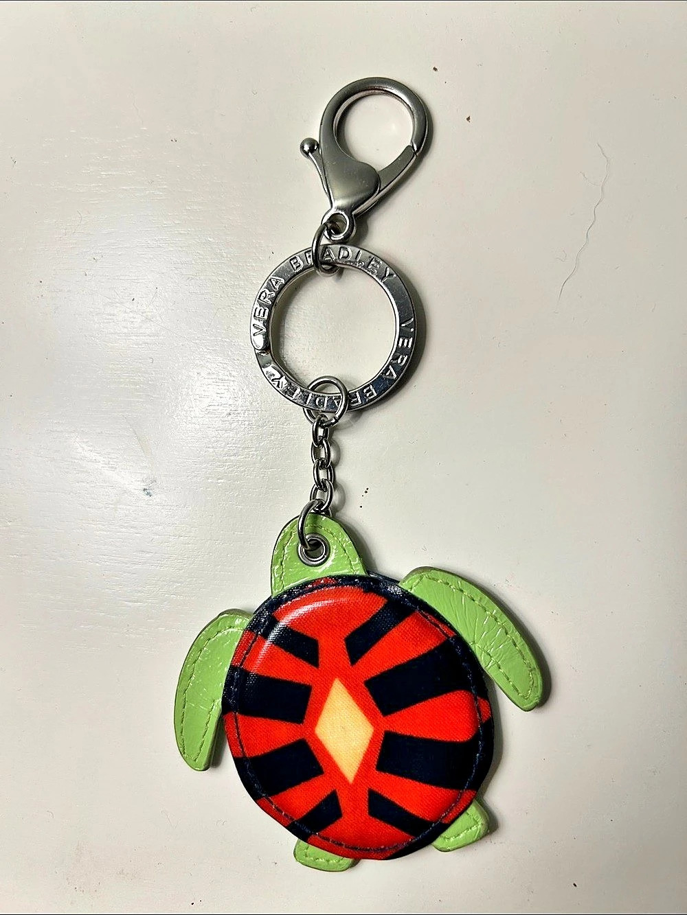 Vera Bradley Turtle Keychain in Green & Black
